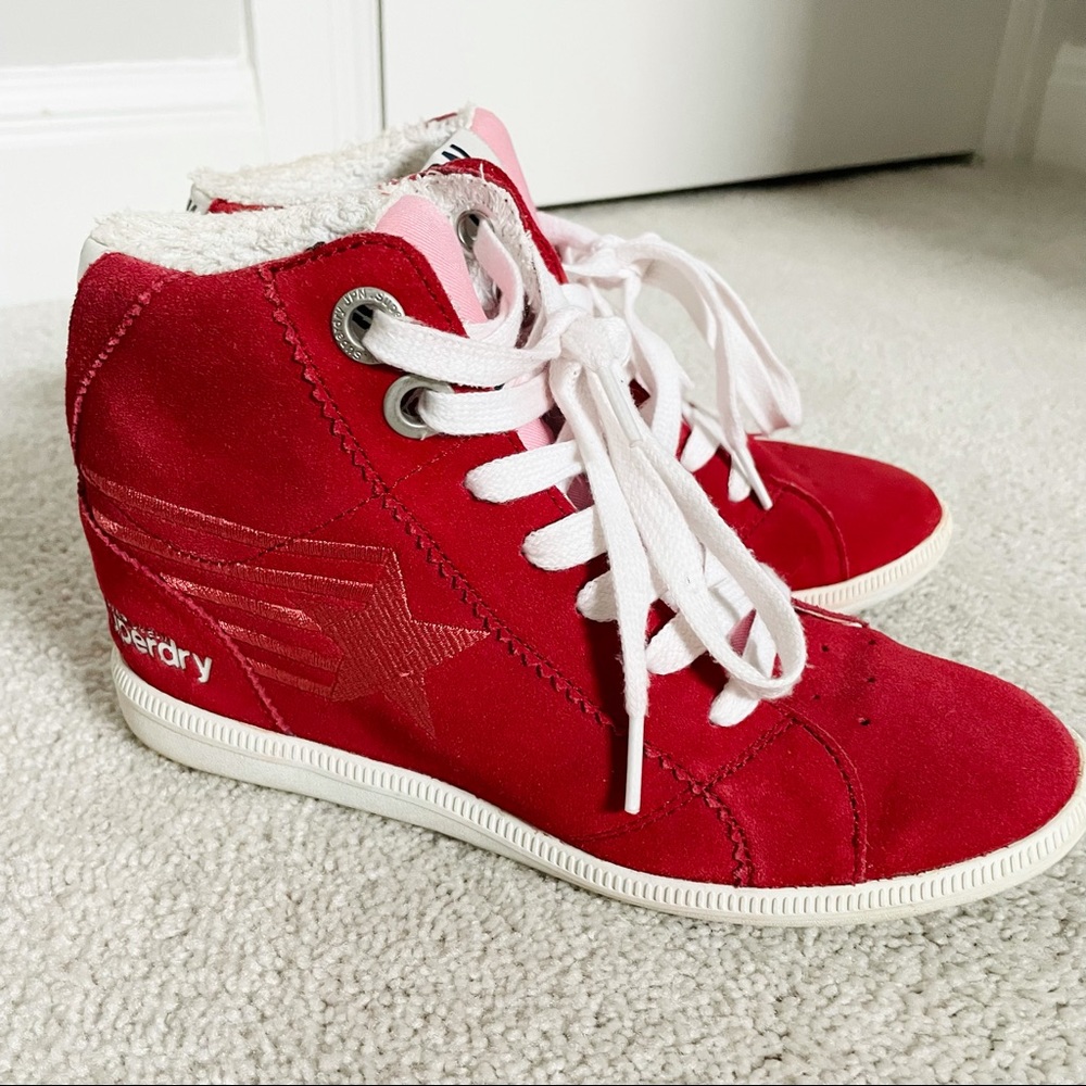 Superdry Hidden Wedge Cut Red Sneakers Size Womens US 7 / UK 5